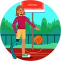 Disabled with amputee leg play basketball vector