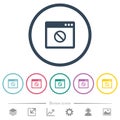 Disabled application flat color icons in round outlines