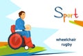 Disabled Athlete Play Rugby On Wheelchair Sport Competition