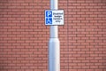 Disabled Badge Holders Only at Car Park Sign Post Royalty Free Stock Photo