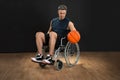 Disabled basketball player throwing ball Royalty Free Stock Photo