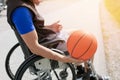 Disabled basketball player on wheelchair Royalty Free Stock Photo