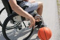 Disabled basketball player on wheelchair Royalty Free Stock Photo