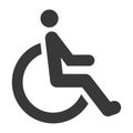 Disabled black icon, special rehabilitation and health symbol