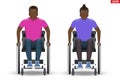 Disabled black man and woman in wheelchair