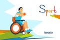 Disabled Bowling Player On Wheelchair Sport Competition