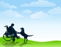 Disabled Boy Playing With His Dog Royalty Free Stock Photo