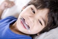 Disabled boy wearing a mouth guard Royalty Free Stock Photo