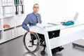 Disabled business man in wheelchair Royalty Free Stock Photo