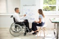 Disabled Businessman Giving Presentation To His Colleague Royalty Free Stock Photo