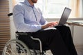 Disabled Businessman Using Laptop Royalty Free Stock Photo
