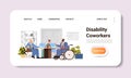 disabled businessman in wheelchair discussing with coworkers in office disability employment people with disabilities