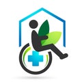 Disabled care logo medical health clinic home icon logo Royalty Free Stock Photo