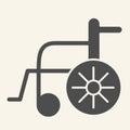 Disabled carriage solid icon. Hospital wheelchair glyph style pictogram on white background. Medical transportation for