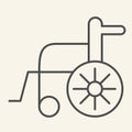 Disabled carriage thin line icon. Hospital wheelchair outline style pictogram on white background. Medical