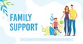 Disabled Child Family Support Flat Vector Poster