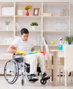 Disabled cleaner doing chores at home