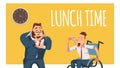 Disabled Coworker and Worker in Suit Have Lunch