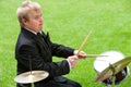 Disabled drummer in action. Royalty Free Stock Photo