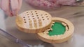 disabled elderly woman 75s after stroke one hand plays wooden chips, fine motor skills training, manual dexterity, brain