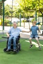 Disabled father play with his little son