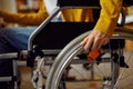 Disabled student in wheelchair, handicapped woman