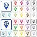 Disabled GPS map location outlined flat color icons