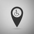 Disabled Handicap icon in map pointer. Invalid symbol icon isolated on grey background Royalty Free Stock Photo