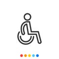 Disabled Handicap line icon, Simple line symbol, Vector and Illustration Royalty Free Stock Photo