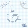 Disabled handicap line sketch icon isolated on white background. Wheelchair handicap sign. Vector Illustration.