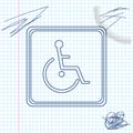 Disabled handicap line sketch icon isolated on white background. Wheelchair handicap sign. Vector Illustration.