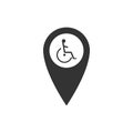 Disabled Handicap in map pointer icon isolated. Invalid symbol. Flat design Royalty Free Stock Photo