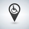 Disabled handicap sign in map pointer, illustration. Royalty Free Stock Photo