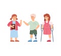 Disabled and healthy children together, cartoon vector illustration isolated. Royalty Free Stock Photo