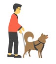 Disabled human handicapped with canine helpmates, sightless man with puppy Royalty Free Stock Photo