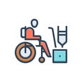 Color illustration icon for Disabled, crippled and patient