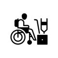 Black solid icon for Disabled, crippled and wheelchair