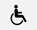 Diabled Person Icon Handicap Differently Abled People Wheelchair Black White Silhouette Sign Symbol Graphic Clipart Artwork Vector Royalty Free Stock Photo
