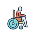 Color illustration icon for Disabled, having a disability and handicap