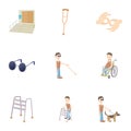 Disabled icons set, cartoon style Royalty Free Stock Photo