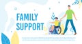 Disabled Kid Family Support and Care Vector Banner