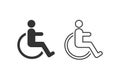 Disabled line icon set vector. wheel chair symbol