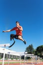 Disabled man athlete training with leg prosthesis. Royalty Free Stock Photo