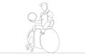 Disabled man athlete in a wheelchair with a ball in his hand. Paralympic sport basketball volleyball Royalty Free Stock Photo