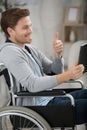 disabled man in communicate via tablet Royalty Free Stock Photo