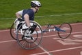 Disabled man competing in a bicycle race