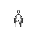 Disabled man with crutches line icon