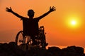 Disabled man ,handicaps and sunrise & happy and peaceful disability