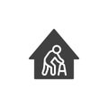 Disabled man at home vector icon