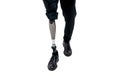 Cropped view of Disabled man with prosthetic leg, isolated on white background Royalty Free Stock Photo